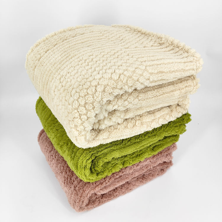 Warm Popcorn Machine Washable Textured Knit Sherpa Throw Blanket for Home Decor